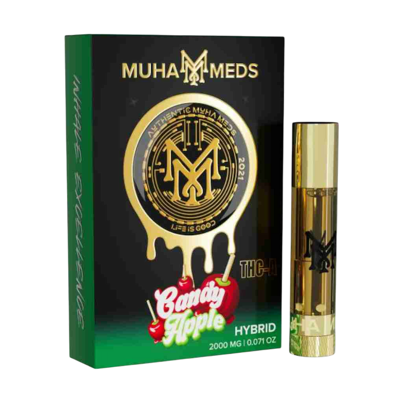 Cartucho Muha Meds Candy Apple THC-A 2000 mg — híbrida sabor manzana caramelizada