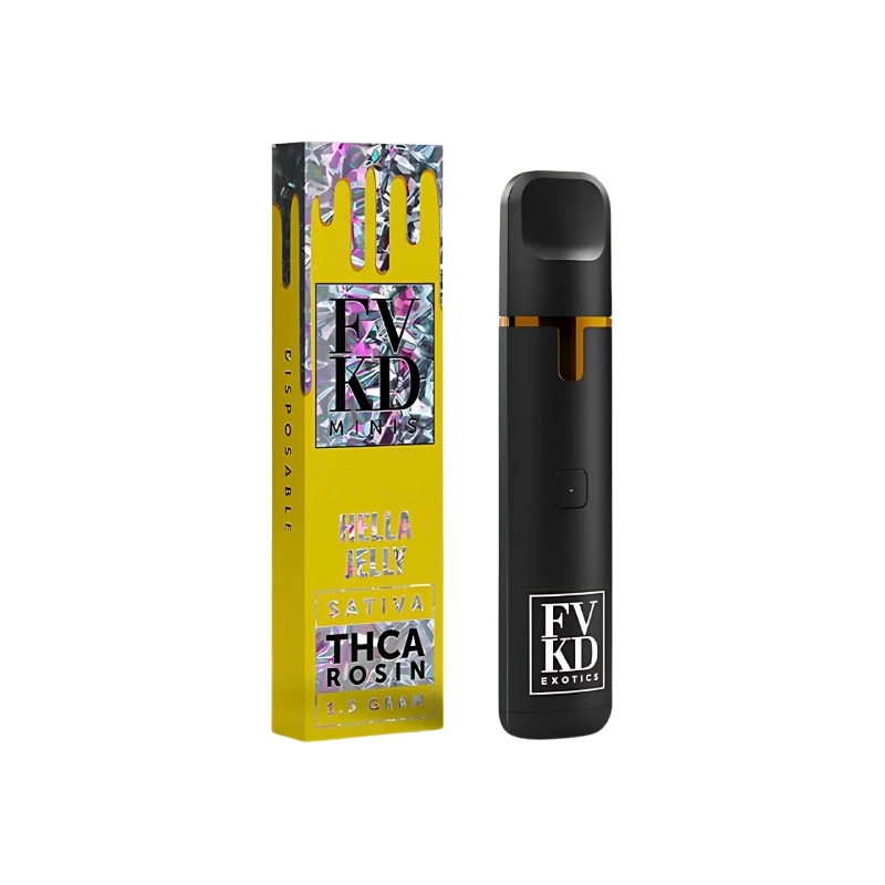 Desechable Hella Jelly THC-A 1500 mg FVKD Minis — sativa frutal con sabor a cereza y fresa